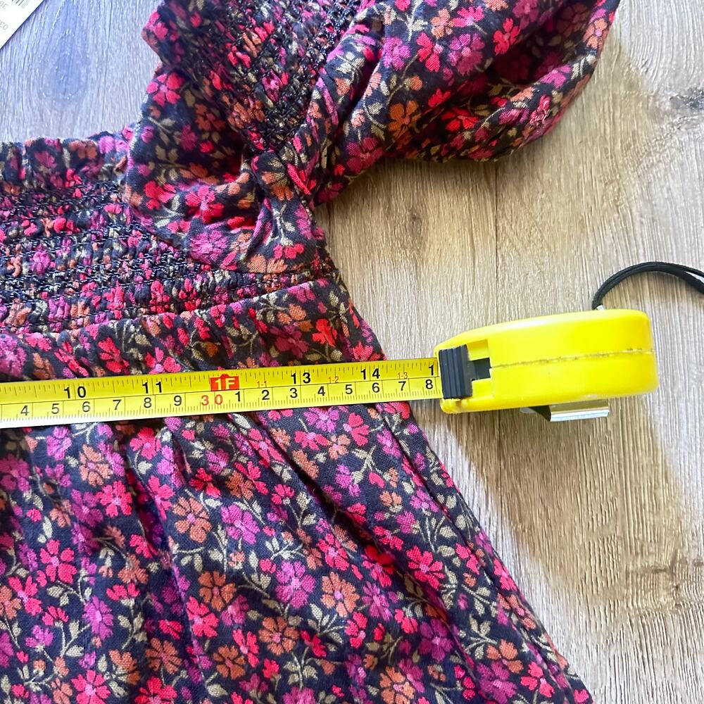 NEW American Eagle Babydoll dress Floral Square Neck Smocked Puff sleeves sz SP - Picture 8 of 9
